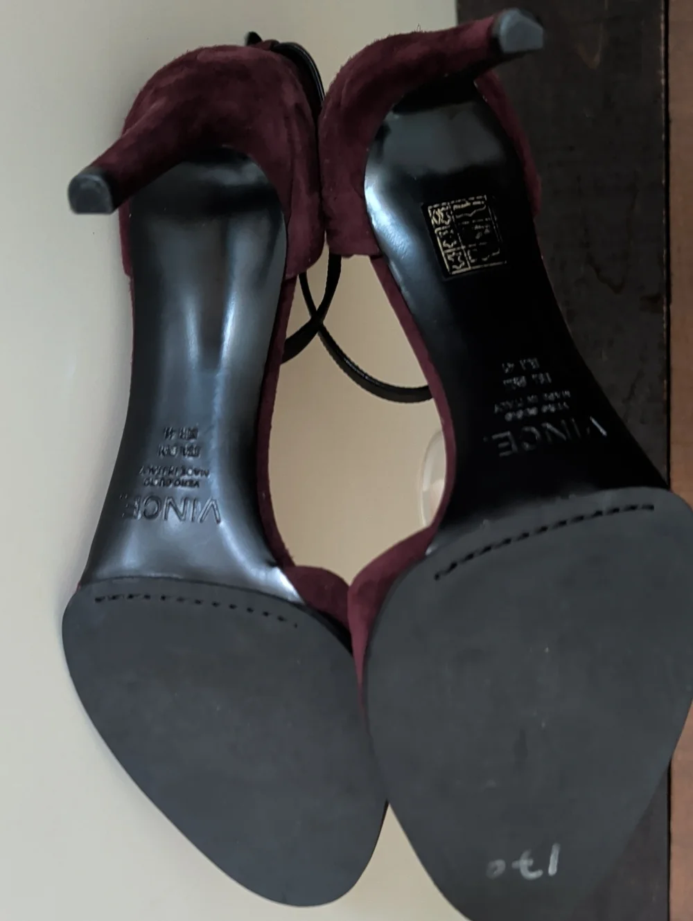 Vince Women's Burgundy Suede High Heel Sandals Size 8.5M